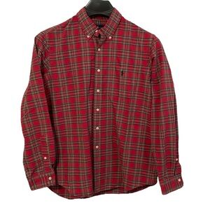 Ralph Lauren men’s Size Large red tartan plaid long sleeve button down shirt.‎